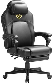 SONGMICS HOME gamer szék, ergonomikus számítógépszék lábtartóval, tintafekete színben