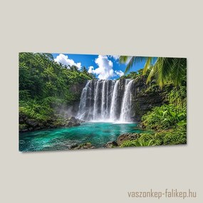 Trópusi vízesés a dzsungelben – Falikép 40x23 cm