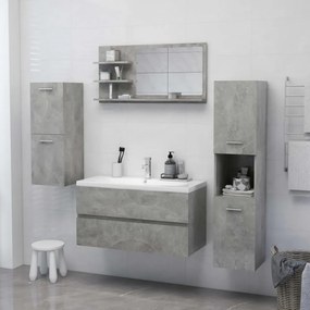 betonszürke szerelt fa fürdőszobai tükör 90 x 10,5 x 45 cm