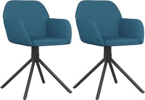 vidaXL 2 db kék bársony forgó étkezőszék
