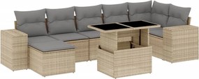 vidaXL 8 részes bézs polyrattan kerti ülőgarnitúra párnával