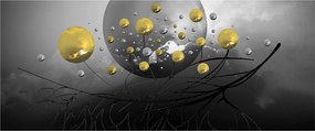 Arany absztrakt gömbök képe (120x50 cm)