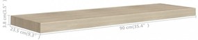 4 db tölgyszínű MDF lebegő fali polc 90 x 23,5 x 3,8 cm