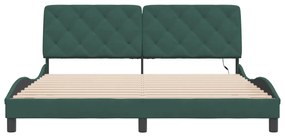 sötétzöld bársony ágykeret LED-ekkel matrac nélkül 180 x 200 cm