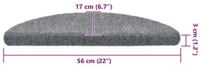 5 db világosszürke lyukasztott öntapadó lépcsőszőnyeg 56x17x3cm