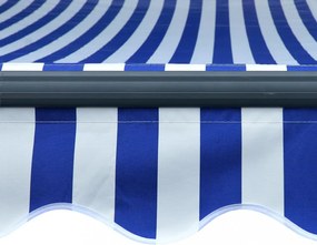 kék és fehér kézzel kihúzható LED-es napellenző 600 x 300 cm