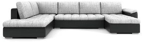 VEGAS 315/190 U alakú kinyitható kanapé Világos szürke / fekete ökobőr Bal