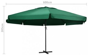 zöld kültéri napernyő alumíniumrúddal 600 cm