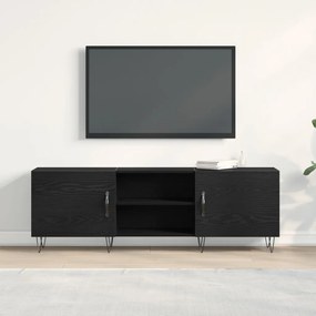 TV Szekrény Fekete Tölgy 150x30x50 cm Műanyag Fa