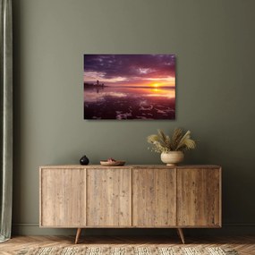 Üveg kép - Strand naplementében (70x50 cm)