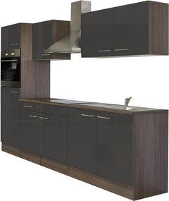 Yorki konyhabútor Yorki tölgy korpusszal, selyemfényű antracit fronttal 270 cm-es méretben