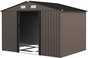 Outsunny Fém kerti tároló ház 5.4m² nagy kerti szerszámtároló horganyzott acél kerti ház tolóajtóval zárható kültéri tároló szellőzőkkel alapkerettel