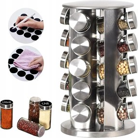 Forgó Fűszertartó Állvány 20DB-OS Befőttes Üveg Fűszertartó Szett