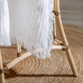 Fehér újrahasznosított pamut ágytakaró 260x280 cm Honeycomb – Ixia