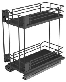 Konyhai fémrács, 300mm, fenéklapra szerelhető, antracit, teljes kihúzás, csillapított záródás, rejtett fióksín, 2 kosár SIGE, Infinity Line 003