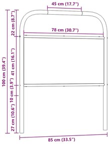 fejtámla füstölt tölgy 80 cm acél és fűrészelt fa