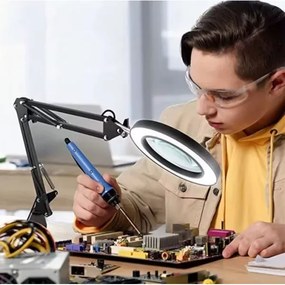 LED Dimmelhető asztali lámpa nagyítóval LED/11W/5V fekete