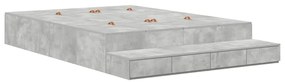 Ágykeret tárolóval Beton Szürke 236.5 x 140 x 31.5 cm Faanyag