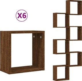 vidaXL 6 db barna tölgy színű fali kockapolc 30 x 15 x 30 cm