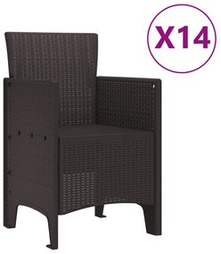 15 Darabos Kerti Étkezőkészlet Barna Poli Rattan