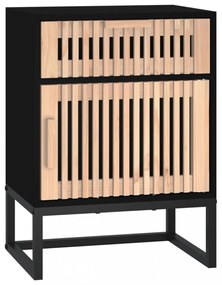 2 db fekete szerelt fa és vas éjjeliszekrény 40x30x55,5 cm