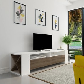 TV szekrény Sosruko - White, Walnut