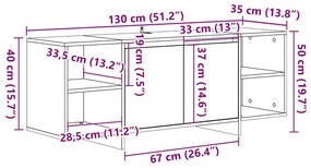 kézműves tölgy színű szerelt fa TV-szekrény 130 x 35 x 50 cm