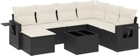 vidaXL 8 részes fekete polyrattan kerti ülőgarnitúra párnákkal