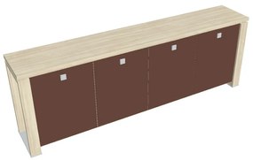 Verno+ S alacsony szekrény 260 x 46 x 90 cm, üvegajtó, akác / barna