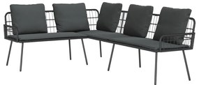 L-alakú kanapé Fekete 231x173x78 cm Polirattan