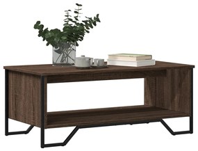 Barna tölgyszínű szerelt fa dohányzóasztal 100 x 51 x 40 cm