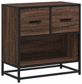 Barna tölgy színű szerelt fa és fém éjjeliszekrény 60x31x60 cm