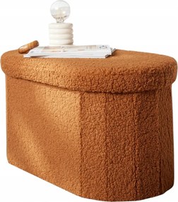 Bouclé Narancssárga Szövetből Készült Ovális Összecsukható Pad 72 X 39 CM Tárolórekesszel