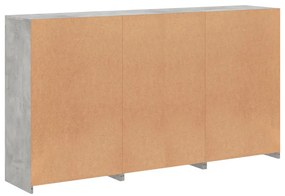 betonszürke tálalószekrény LED-világítással 181,5 x 37 x 100 cm