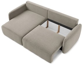 Bézs kinyitható-tárolóhelyes sarokkanapé (bal oldali) Kalena – Makamii