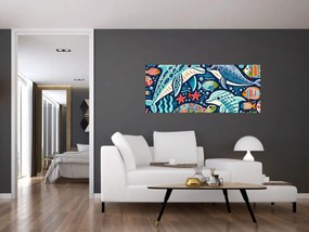 Kép – Rajzolt vízi állatok (120x50 cm)