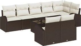 vidaXL Kerti Kanapé Szett Barna és Krém 55 x 55 x 37 cm polirattan