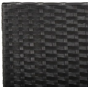 fekete polyrattan kerti pad párnával 176 cm