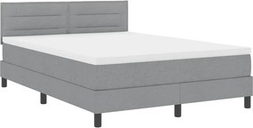 vidaXL Boxrugós ágy matracmal leddel Világosszürke 140 x 190 cm szövet