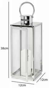 Dekoratív lámpás, 38 cm, fényes króm