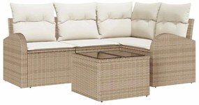 vidaXL Kerti Kanapé Szett Bézs polirattan