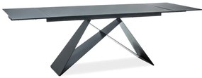 Étkezőasztal, fekete/matt/kőhatású, WESTIN II (160-240)X90