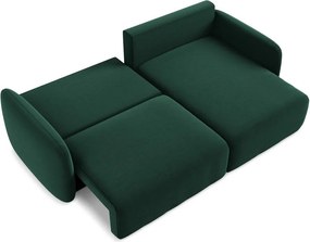 Sötétzöld bársony kinyitható-tárolóhelyes sarokkanapé (jobb oldali-heverő résszel) Kalena – Makamii