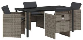 vidaXL Kert étkező szett 5 pcs Szürke polirattan