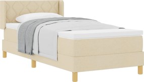 vidaXL Rugós Ágy matracmal fejtámlával Krém 90 x 200 cm szövet
