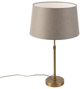 Bronz asztali lámpa vászon árnyalatú taupe 35cm - Parte