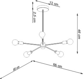 Fekete mennyezeti lámpa 66x66 cm Benedett – Sollux