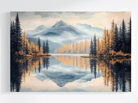 Vászonkép Canvas Tájkép Hegyek Erdő Fák Tó Tükröződés 120x80