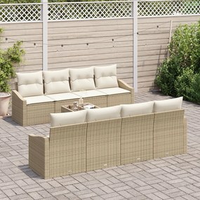 9 darabos kerti kanapé szett párnákkal bézs poly rattan