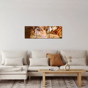 Macska a virágcserépben képe (órával) (90x30 cm)